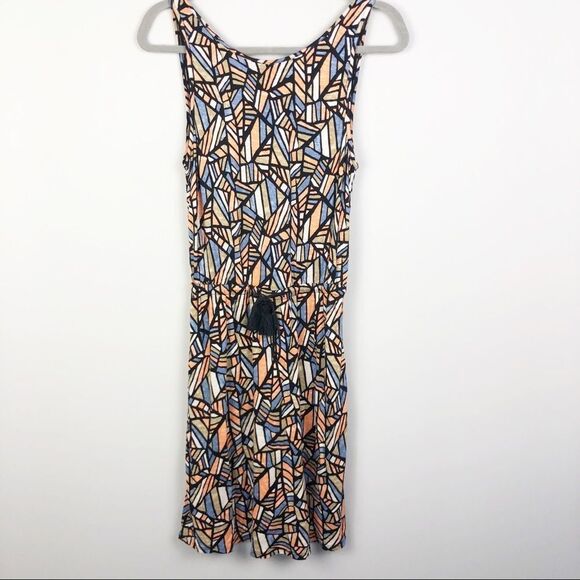 LUCKY BRAND | Mosaic Drawstring Waist Dress Small - Picture 2 of 9